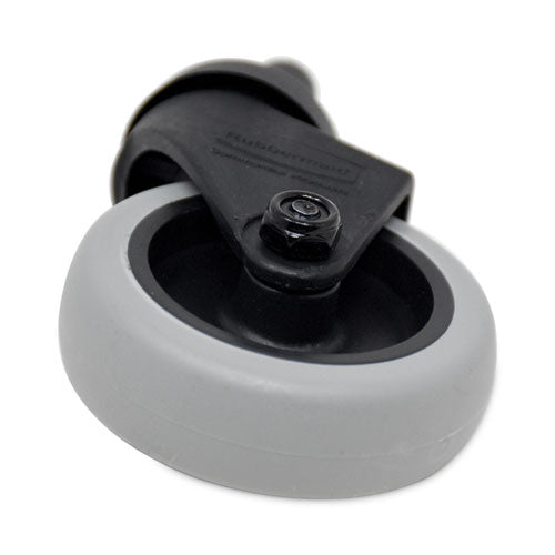 Image of Rubbermaid® Commercial Replacement Bayonet-Stem Swivel Casters, Grip Ring Stem, 3" Soft Rubber Wheel, Black