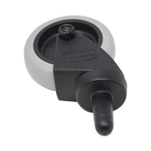 Image of Rubbermaid® Commercial Replacement Bayonet-Stem Swivel Casters, Grip Ring Stem, 3" Soft Rubber Wheel, Black