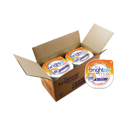 Image of BRIGHT Air® Max Odor Eliminator Air Freshener, Citrus Burst, 8 Oz Jar, 6/carton