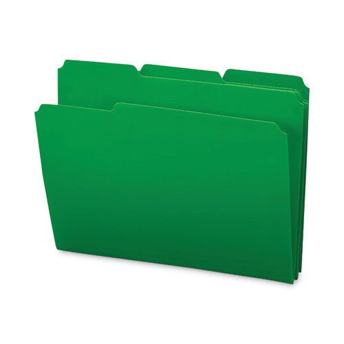 Image of Smead Top Tab Poly Colored File Folders, 1/3-Cut Tabs: Assorted, Letter Size, 0.75" Expansion, Green, 24/Box