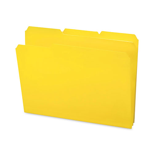 Image of Smead Top Tab Poly Colored File Folders, 1/3-Cut Tabs: Assorted, Letter Size, 0.75" Expansion, Yellow, 24/Box