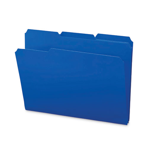 Image of Smead Top Tab Poly Colored File Folders, 1/3-Cut Tabs: Assorted, Letter Size, 0.75" Expansion, Blue, 24/Box