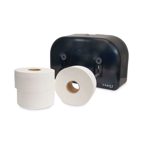 Image of Morcon Tissue Valay Plastic Mini Jumbo Bath Tissue Dispenser, Two Rolls, 9.75 x 15.87 x 5.25, Black