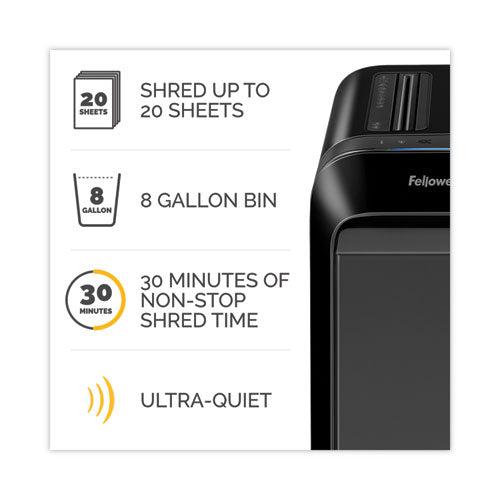 Image of Fellowes® Powershred LX220 Micro-Cut Shredder, 20 Manual Sheet Capacity, Black