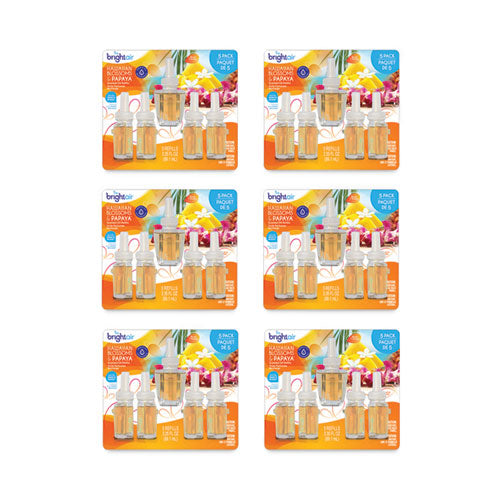 Image of BRIGHT Air® Electric Scented Oil Air Freshener Refill, Hawaiian Blossoms And Papaya, 0.67 Oz Bottle, 5/pack, 6 Pack/carton