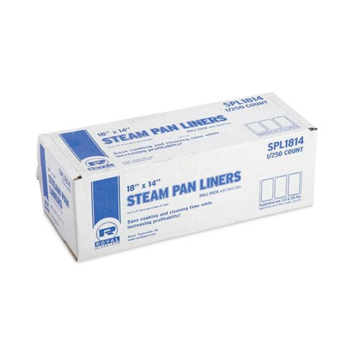 Image of AmerCareRoyal® Steam Pan Liners for 1/3-Size Pans, Includes Twist-Ties, 18" x 14", Clear, 250/Carton