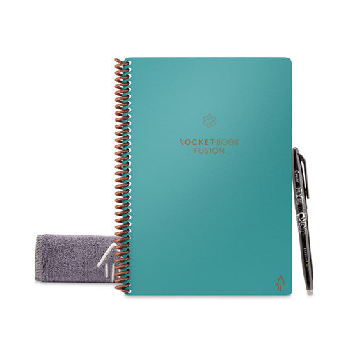 Image of Rocketbook Fusion Smart Notebook, Seven Assorted Page Formats, Teal Cover, (21) 8.8 x 6 Sheets