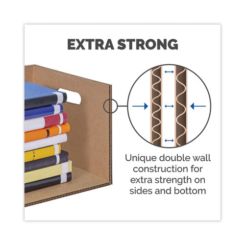 Image of Bankers Box® SmoothMove Classic Moving/Storage Boxes, Half Slotted Container (HSC), Medium, 15" x 18" x 14", Brown/Blue, 8/Carton