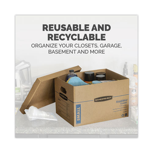 Image of Bankers Box® SmoothMove Classic Moving/Storage Boxes, Half Slotted Container (HSC), Small, 12" x 15" x 10", Brown/Blue, 15/Carton