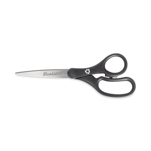 Image of Westcott® KleenEarth Basic Plastic Handle Scissors, 8" Long, 3.25" Cut Length, Straight Black Handle, 3/Pack