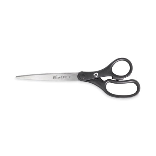 Image of Westcott® KleenEarth Basic Plastic Handle Scissors, 9" Long, 4.25" Cut Length, Straight Black Handle