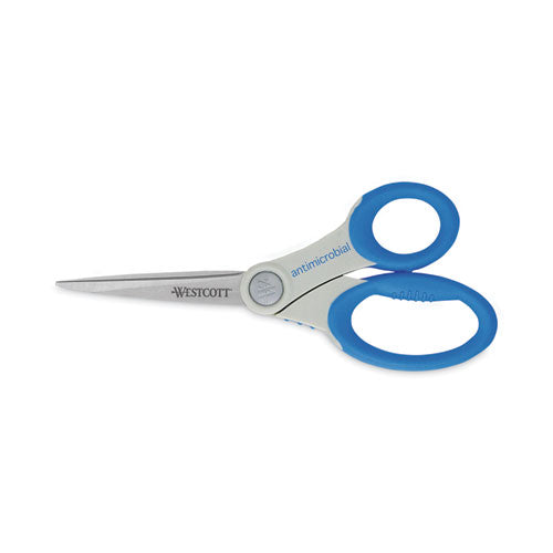 Image of Westcott® Scissors with Antimicrobial Protection, 8" Long, 3.5" Cut Length, Straight Blue Handle