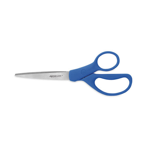 Image of Westcott® Preferred Line Stainless Steel Scissors, 8" Long, 3.5" Cut Length, Straight Blue Handle, 2/Pack