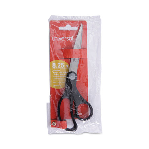Image of Universal® Stainless Steel Office Scissors, 8.5" Long, 3.75" Cut Length, Offset Black Handle