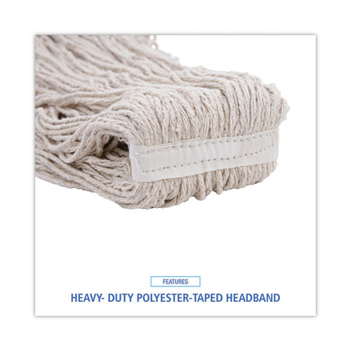 Image of Boardwalk® Mop Head, Pro Loop Web/tailband, Premium Standard Head, Cotton, 32-Oz., White