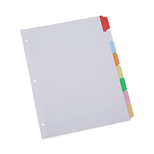 Image of Universal® Deluxe Write-On/Erasable Tab Index, 8-Tab, 11 x 8.5, White, Assorted Tabs, 1 Set
