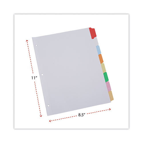 Image of Universal® Deluxe Write-On/Erasable Tab Index, 8-Tab, 11 x 8.5, White, Assorted Tabs, 1 Set
