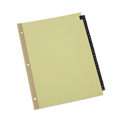 Image of Universal® Deluxe Preprinted Simulated Leather Tab Dividers With Gold Printing, 25-Tab, A To Z, 11 X 8.5, Buff, 1 Set