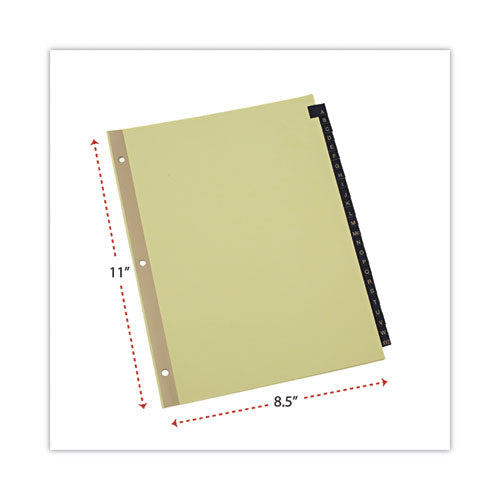 Image of Universal® Deluxe Preprinted Simulated Leather Tab Dividers With Gold Printing, 25-Tab, A To Z, 11 X 8.5, Buff, 1 Set