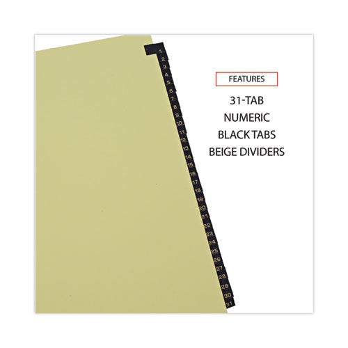 Image of Universal® Deluxe Preprinted Simulated Leather Tab Dividers With Gold Printing, 31-Tab, 1 To 31, 11 X 8.5, Buff, 1 Set