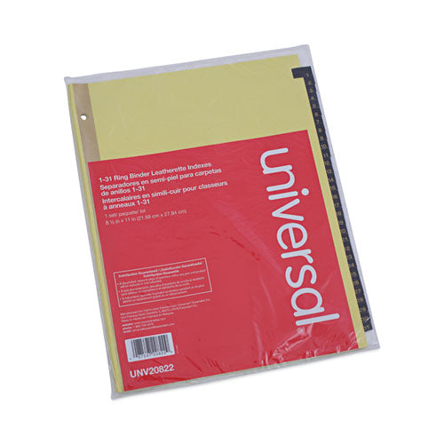 Image of Universal® Deluxe Preprinted Simulated Leather Tab Dividers With Gold Printing, 31-Tab, 1 To 31, 11 X 8.5, Buff, 1 Set