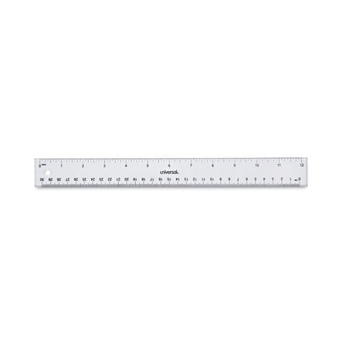 Image of Universal® Clear Plastic Ruler, Standard/metric, 12" Long, Clear