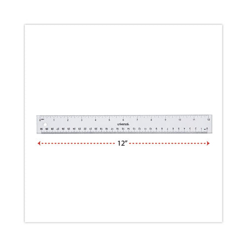 Image of Universal® Clear Plastic Ruler, Standard/metric, 12" Long, Clear