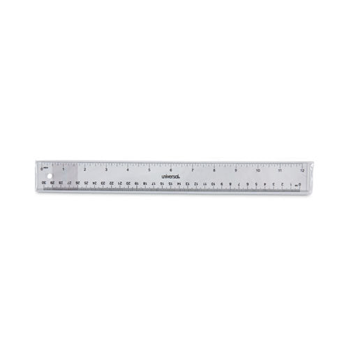 Image of Universal® Clear Plastic Ruler, Standard/metric, 12" Long, Clear