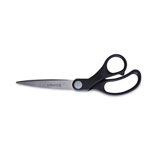 Image of Universal® Stainless Steel Office Scissors, 8.5" Long, 3.75" Cut Length, Offset Black Handle