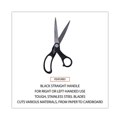 Image of Universal® Stainless Steel Office Scissors, 8.5" Long, 3.75" Cut Length, Offset Black Handle