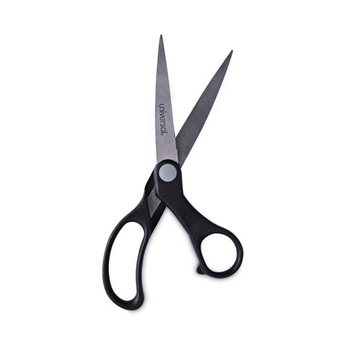 Image of Universal® Stainless Steel Office Scissors, 8.5" Long, 3.75" Cut Length, Offset Black Handle