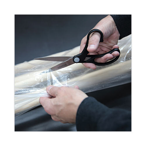 Image of Universal® Stainless Steel Office Scissors, 8.5" Long, 3.75" Cut Length, Offset Black Handle