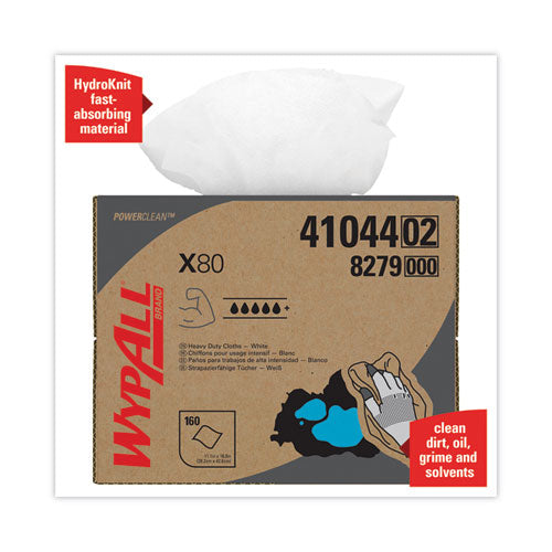 Image of WypAll® X80 Cloths, HYDROKNIT, BRAG Box, 11.1 x 16.8, White, 160/Carton