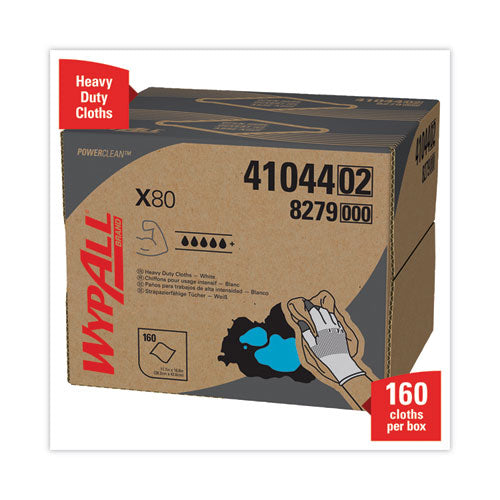 Image of WypAll® X80 Cloths, HYDROKNIT, BRAG Box, 11.1 x 16.8, White, 160/Carton