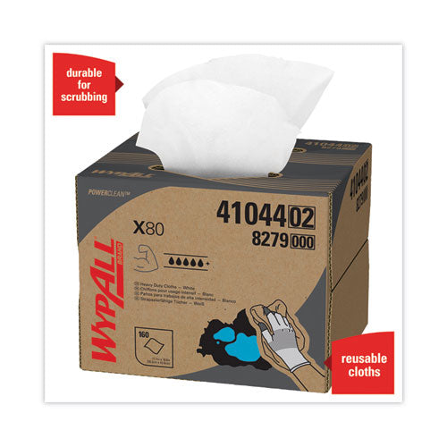 Image of WypAll® X80 Cloths, HYDROKNIT, BRAG Box, 11.1 x 16.8, White, 160/Carton