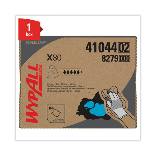 Image of WypAll® X80 Cloths, HYDROKNIT, BRAG Box, 11.1 x 16.8, White, 160/Carton