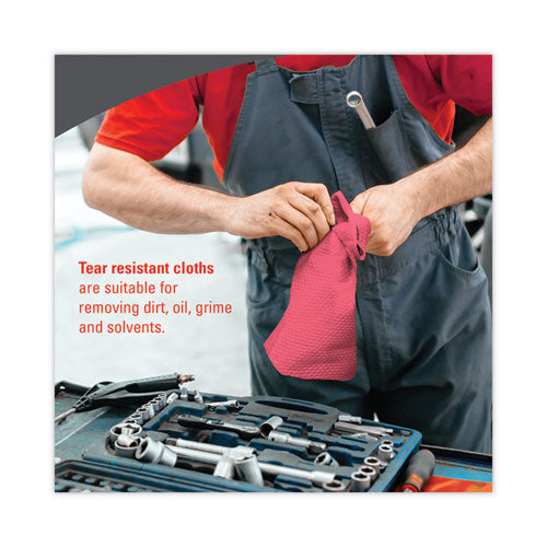Image of WypAll® X80 Cloths, HYDROKNIT, POP-UP Box, 8.34 x 16.8, Red, 80/Box, 5 Box/Carton