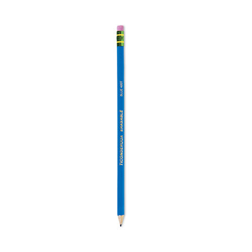 Image of Ticonderoga® Erasable Colored Pencils, 2.6 mm, 2B (#2), Blue Lead, Blue Barrel, 12/Pack