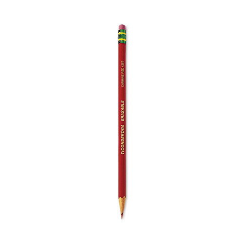 Image of Ticonderoga® Erasable Colored Pencils, 2.6 mm, 2B, Carmine Red Lead, Carmine Red Barrel, 12/Pack