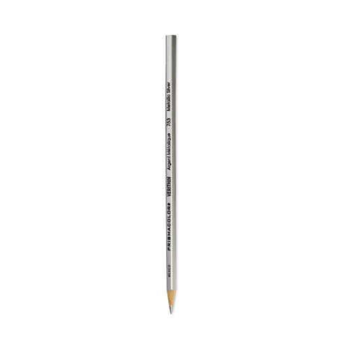 Image of Prismacolor® Verithin Smear-Proof Colored Pencils, 2 Mm, Metallic Silver Lead, Metallic Silver Barrel, Dozen