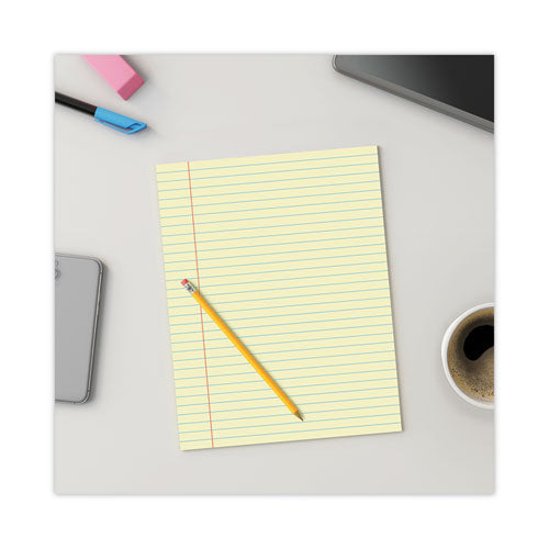 Image of Universal® Glue Top Pads, Wide/legal Rule, 50 Canary-Yellow 8.5 X 11 Sheets, Dozen