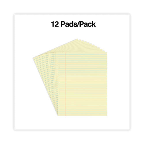 Image of Universal® Glue Top Pads, Wide/legal Rule, 50 Canary-Yellow 8.5 X 11 Sheets, Dozen