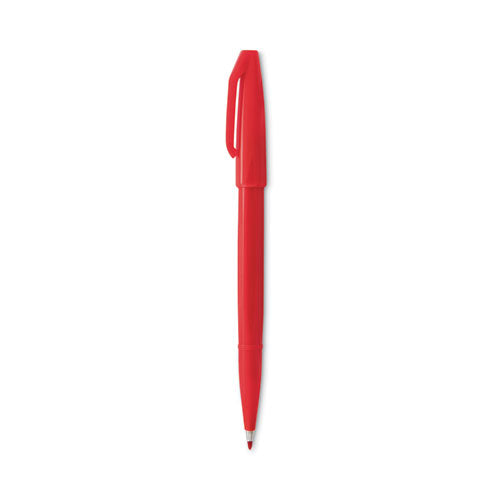 Image of Pentel Arts® Sign Pen Fine Point Color Marker, Extra-Fine Bullet Tip, Red, Dozen