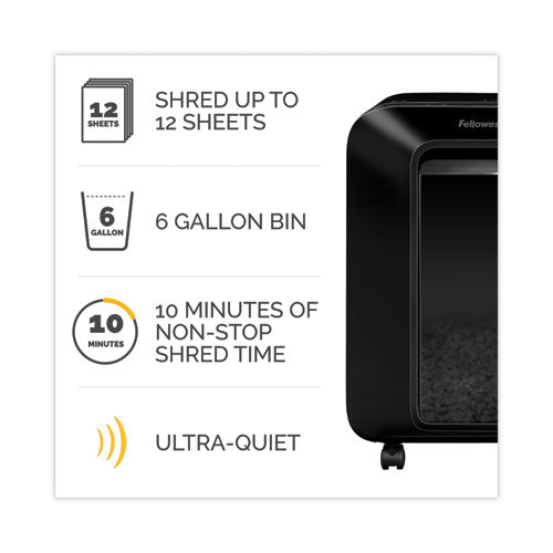 Image of Fellowes® Powershred LX200 Micro-Cut Shredder, 12 Manual Sheet Capacity, Black