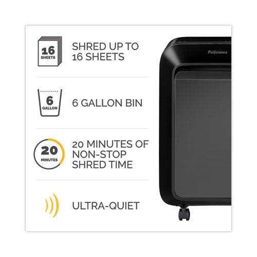 Image of Fellowes® Powershred LX210 Micro-Cut Shredder, 16 Manual Sheet Capacity, Black