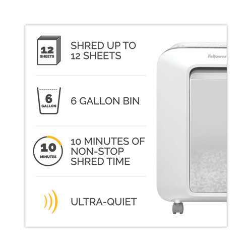 Image of Fellowes® Powershred LX200 Micro-Cut Shredder, 12 Manual Sheet Capacity, White