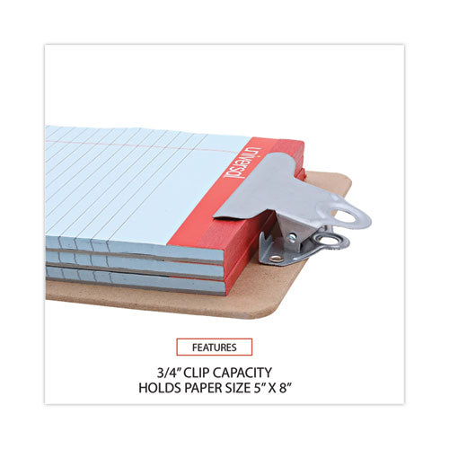 Image of Universal® Hardboard Clipboard, 0.75" Clip Capacity, Holds 5 x 8 Sheets, Brown