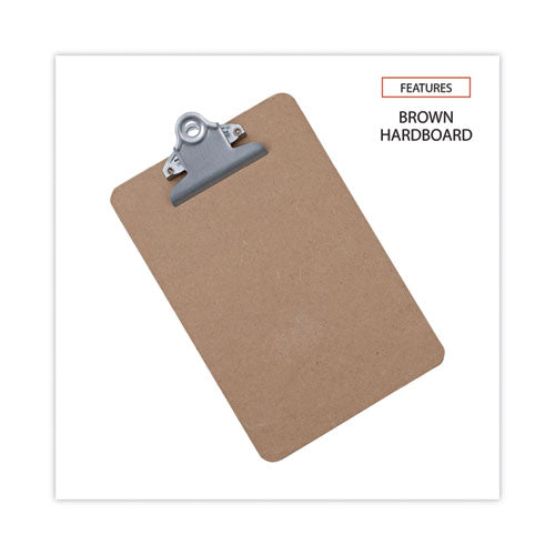 Image of Universal® Hardboard Clipboard, 0.75" Clip Capacity, Holds 5 x 8 Sheets, Brown