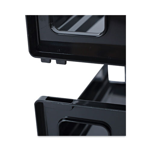Image of Universal® Recycled Plastic Side Load Desk Trays, 2 Sections, Letter Size Files, 13" X 9" X 2.75", Black