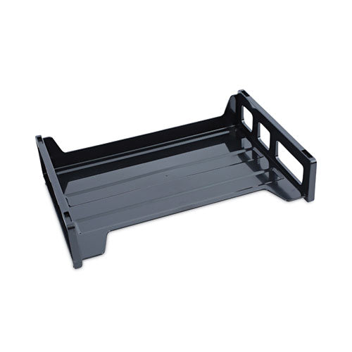 Image of Universal® Recycled Plastic Side Load Desk Trays, 2 Sections, Letter Size Files, 13" X 9" X 2.75", Black